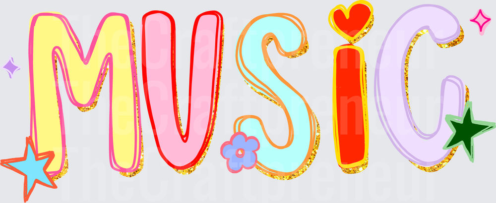 School_Teacher_Music_Music Teacher_Faux Glitter_Preppy_Typography