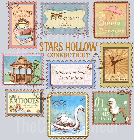 Stars Hallow Postage Stamps Gilmore Girls DTF Transfer