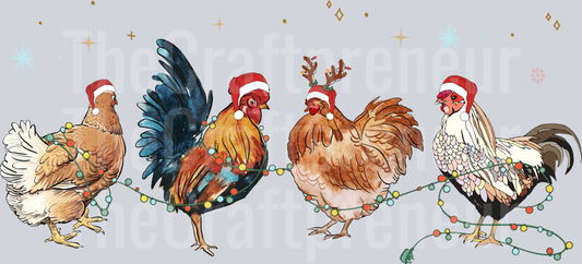 Christmas Chickens in Lights DTF Transfer