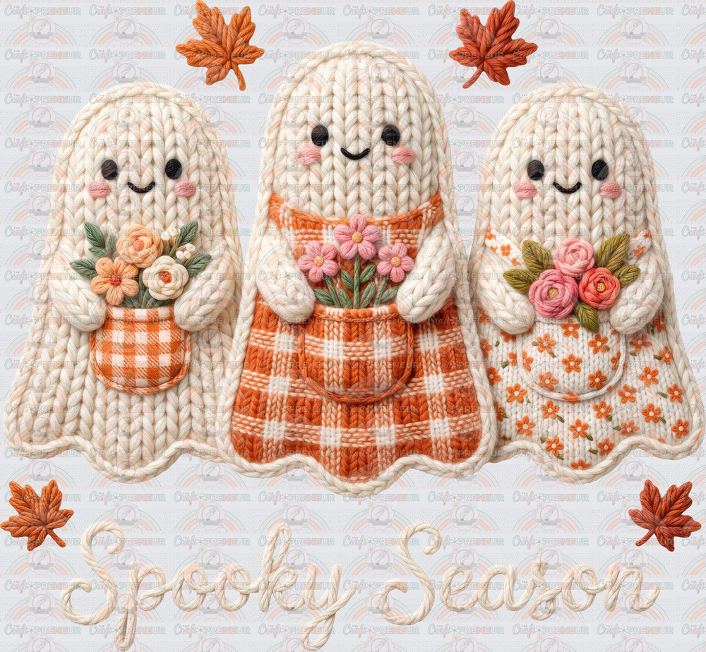 Fall_Spooky Season_Faux Yarn_Trio_Gingham_Cute_Youth_Girls_Flowers