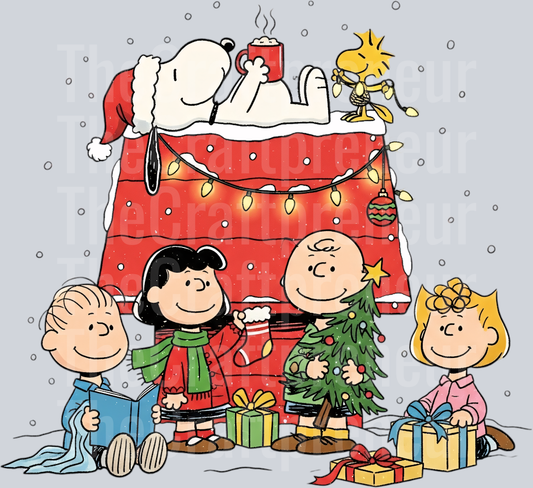 Snoopy and The Peanuts Christmas Dog House DTF Transfer