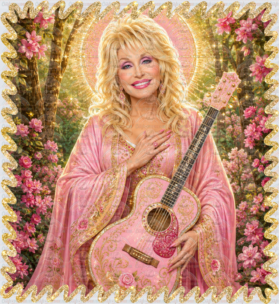 Music_Country Music_Dolly Parton_Pink Guitar_Halo