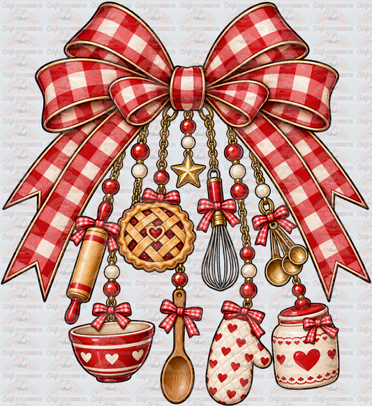Hobbies_Baking_Pie_Kitchen_Gingham_Oven Mit_Mixing Bow_Rolling Pin_Coquette Bow_Charm Bow