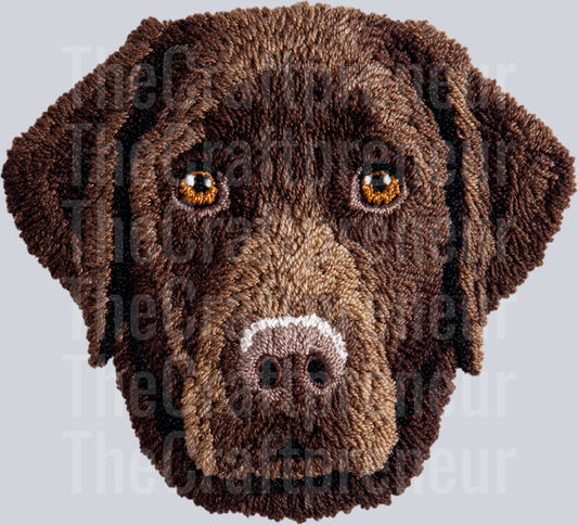 Chocolate Labrador Retriever Latch Hook Dog DTF Transfer
