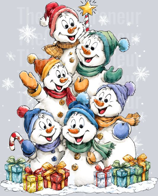 Snowman Christmas Tree Stack DTF Transfer