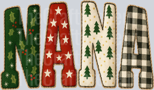 (Set!) Faux Embroidery Varsity Christmas Nana DTF Transfer