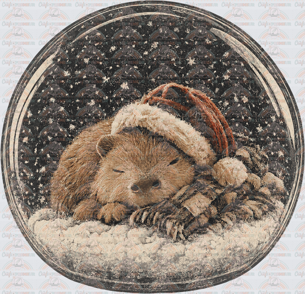 XMAS_Animals_Rodents_Capybara_snowglobe_Winter Scene