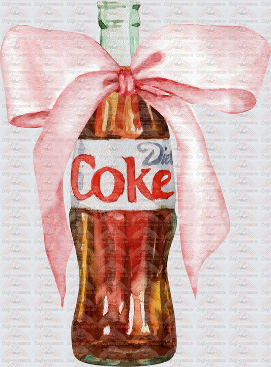 Drinks_Soda_Diet Coke_Vintage_Glass Bottle_Coquette Bow_Watercolor