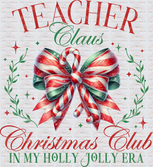 002_XMAS_School_Jobs_Teacher_Chrismas_XMAS_Teacher_Santa_Claus Christmas Club Set_Coquette Bow_Teacher