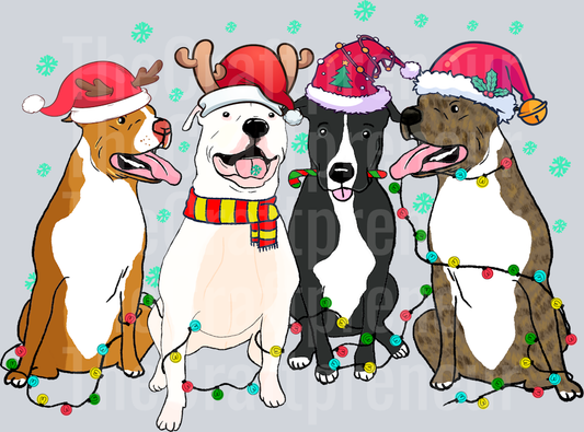 Christmas Pitties Dog DTF Transfer