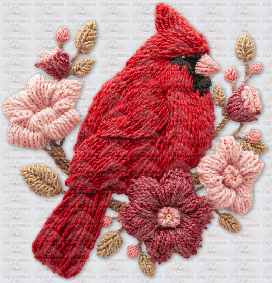 Animals_Birds_Cardinal_Faux Yarn_Flowers_Bird Watching