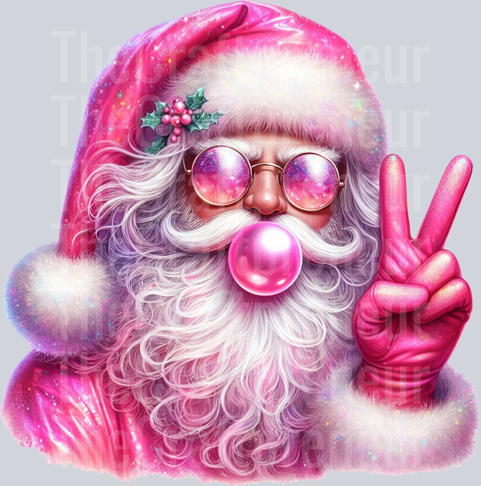 Santa Pink Bubble Peace Sign DTF Transfer