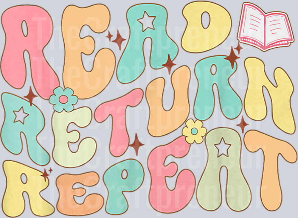 Read Return Repeat Groovy DTF Transfer