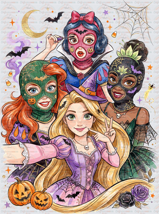 Disney_Halloween_Princess_Masks_Watercolor_Snow White_Spiderman_Ariel_Green Goblin_Tiana_Rapunzel_Witch_Costumes