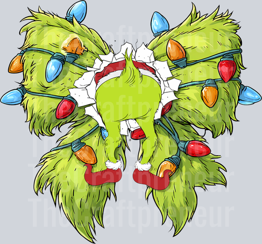(Set!) The Grinch Front & Back Coquette Bow DTF Transfer (Back)