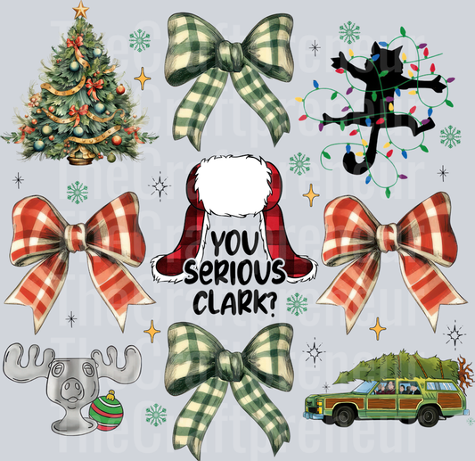 A Christmas Story Theme Coquette Bow Grid DTF Transfer