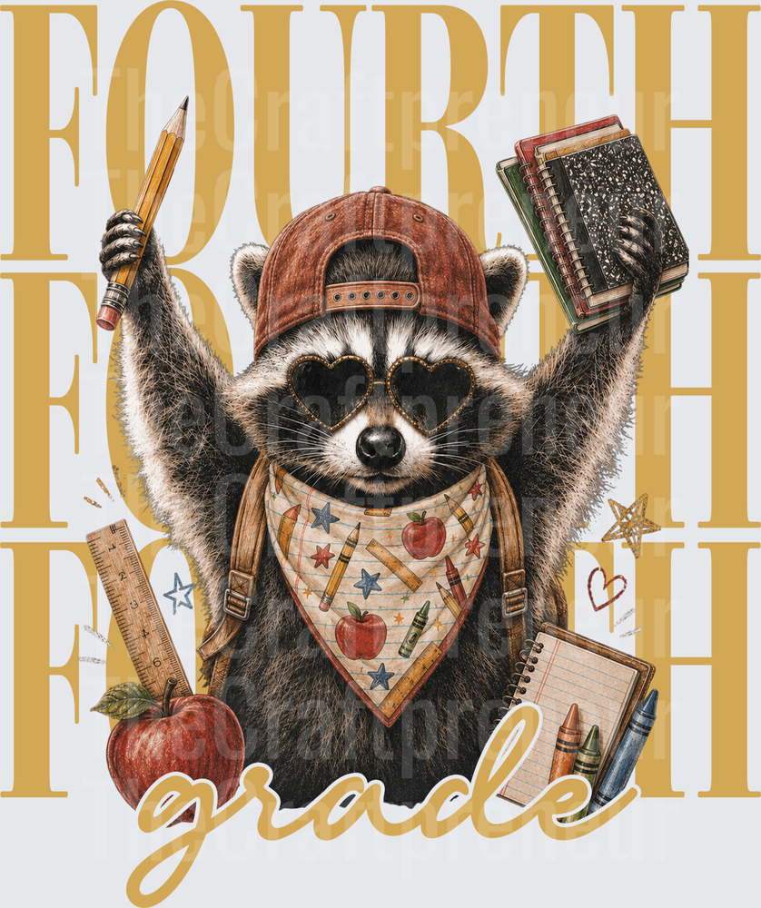 002_School_B2S_Back to School_Raccoon_Grades_Stack_Fourth Grade