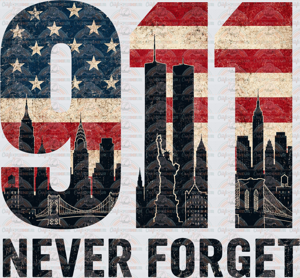 USA_911_September 11th_Never Forget_Flag_Buildings
