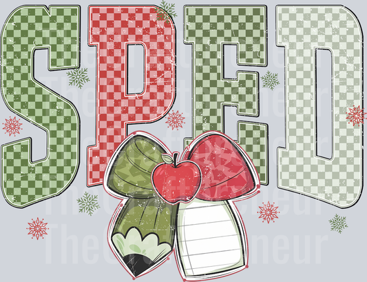 Special Education Christmas Varsity Checkerboard DTF Transfer
