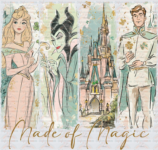 002_Disney_Princess_Canvas_Brush Stroke_Castle_Sidekicks_Villains_Preppy_Watercolor_Made of Magic_Sleeping Beauty_Aurora_Malificent_Prince