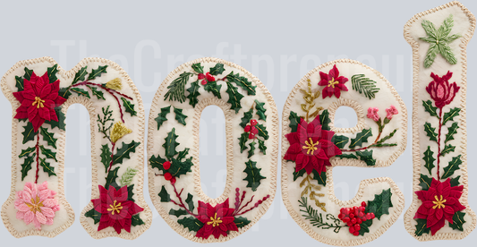 Noel Faux Embroidery Florals Christmas DTF Transfer