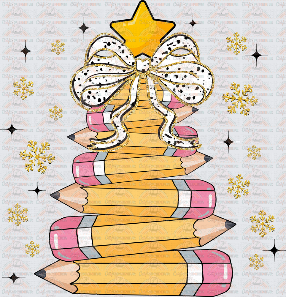 XMAS_Teacher_Christmas Tree_Pencil Tree_Faux Glitter_Snowflakes_Pencil
