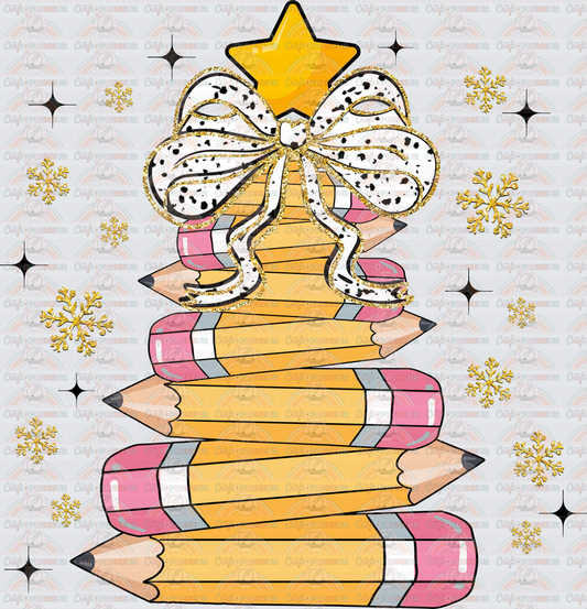 XMAS_Teacher_Christmas Tree_Pencil Tree_Faux Glitter_Snowflakes_Pencil