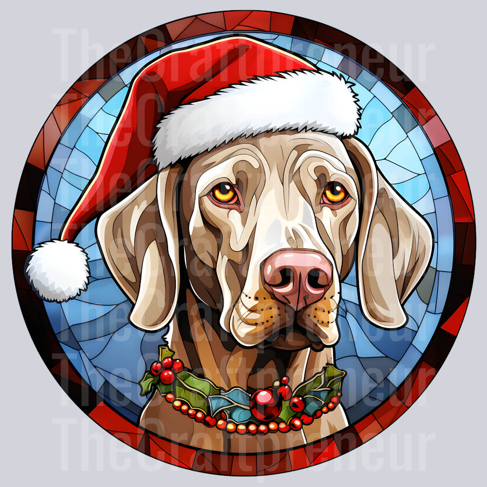 Weimaraner Christmas Stained Glass DTF Transfer