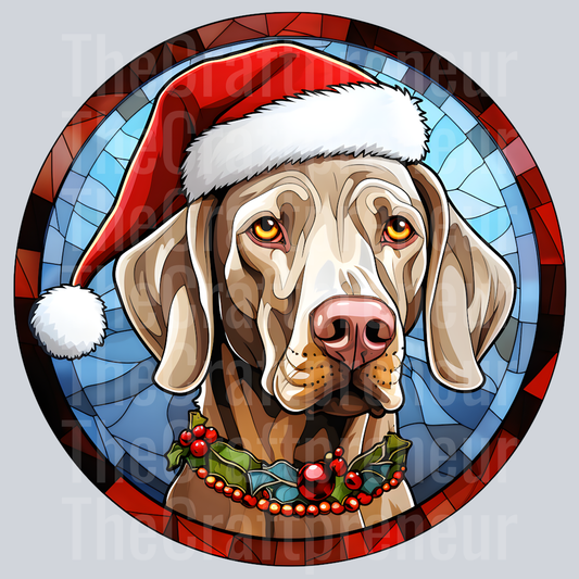 Weimaraner Christmas Stained Glass DTF Transfer