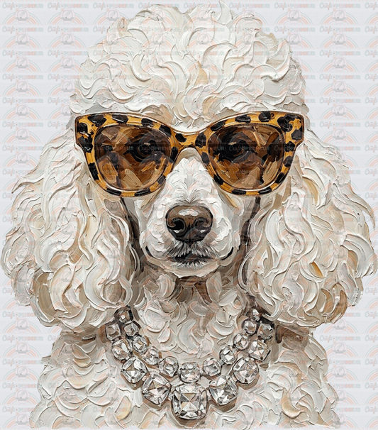 002_Glam_Dogs_Diamond Necklace_Turquoise_Faux Paint_Sunnies_Poodle_White