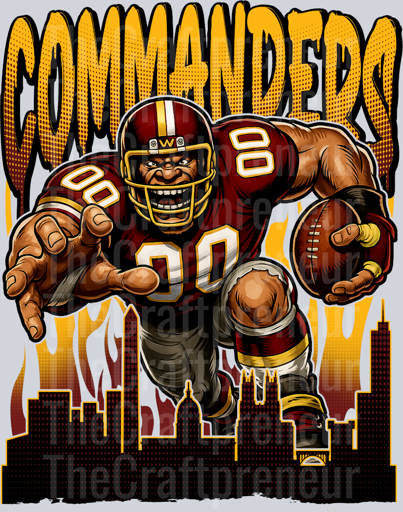 Commanders Team Drip Skyline DTF Transfer