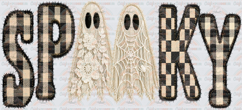 Halloween_Ghosts_Faux Fabric_Spooky_Faux Lace_Checkered_Hyperrealistic
