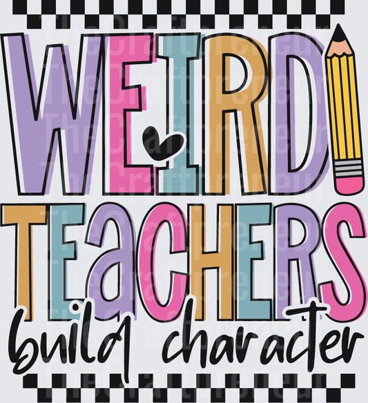 002_School_Jobs_Retro_Checkerboard_Tall Letter_Typography_Teacher_Back_Weird Teachers Build Charcter