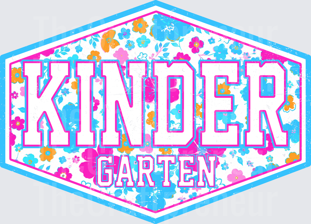 002_School_Back to School_B2S_Neon Floral_Badge_Girly_Kindergarten