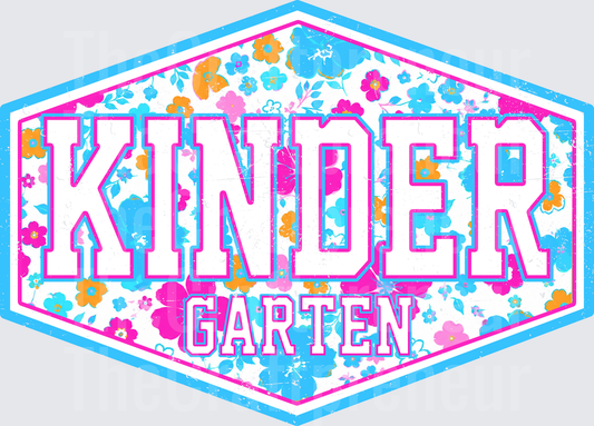 002_School_Back to School_B2S_Neon Floral_Badge_Girly_Kindergarten