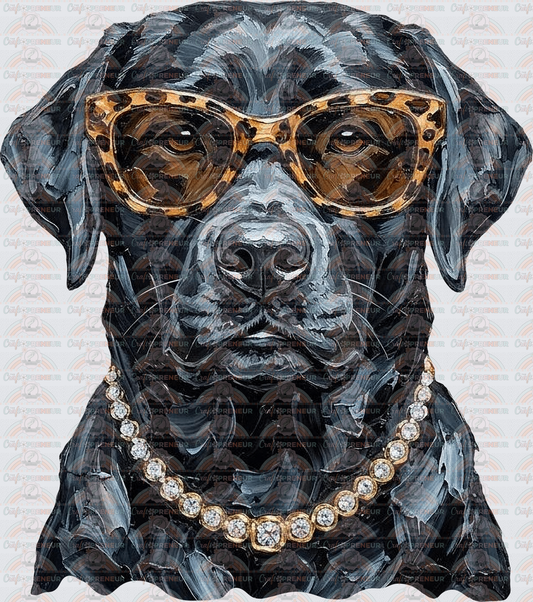 002_Glam_Dogs_Diamond Necklace_Turquoise_Faux Paint_Sunnies_Labrador Retriever_Black Lab